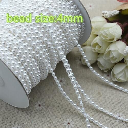 2 Meter Pure White 4mm Pearl Beads Chain For Garment Decoration Special DIY Beads Chain Door Curtain Party Place Decoration