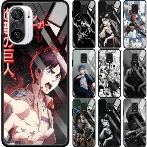 Transparent Glass Case For Redmi Note 9S 9 8 Pro 8T 7 9C 9S 6A 10 K40 K30 9T 8A Bumper Anime Attack on Titan