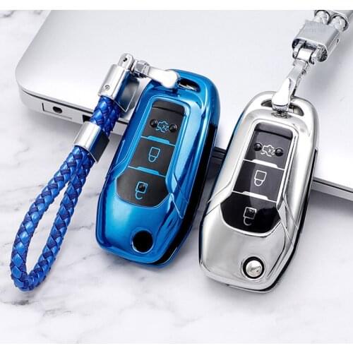 For Ford Fusion Fiesta Escort Mondeo Everest Ranger S-Max Kuga 2 TPU Car Folding Key Case Shell Bag Cover Keychain Key Protector