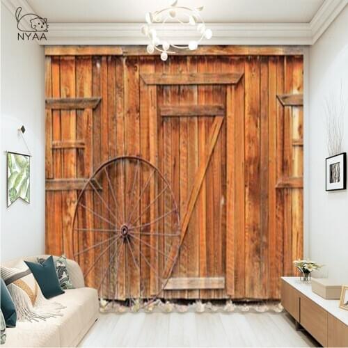 Country Primitive Rustic Curtains For Kitchen Windows Home Decor Wood Curtains GirlS Room Guitar Printing Curtain Micro Shading