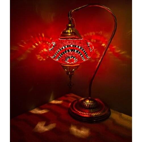 Handmade Turkish Moroccan Mosaic Authentic Vintage Art Deco Table Bedside Lamp, 8 Colors