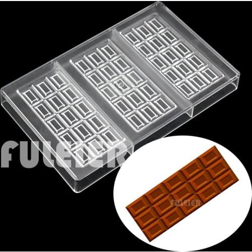 3 Cavities Polycarbonate Chocolate Bar Mold For Baking Maker Mold Cake Candy Bar Mold Confectionery Tool Bakeware