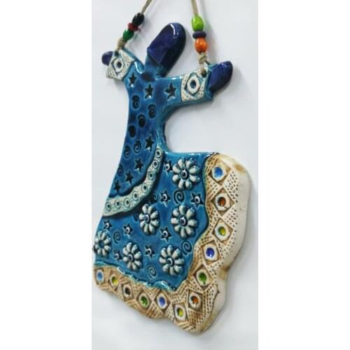 Ceramic Whirling Dervish Decorative Handmade Wall Ornament Large Size Evil Eye