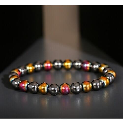 Classic Round Corful Obsidian Hematite Men Bracelets Homme Natural Energy Stone Bracelet Jewelry Accessories