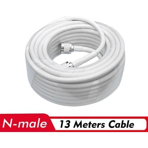 White 13 Meters 50ohm 50-5 Coaxial Cable N Male Connector Low Loss Signal 13m Coax Cable for Cell Phone Signal Booster Repeater