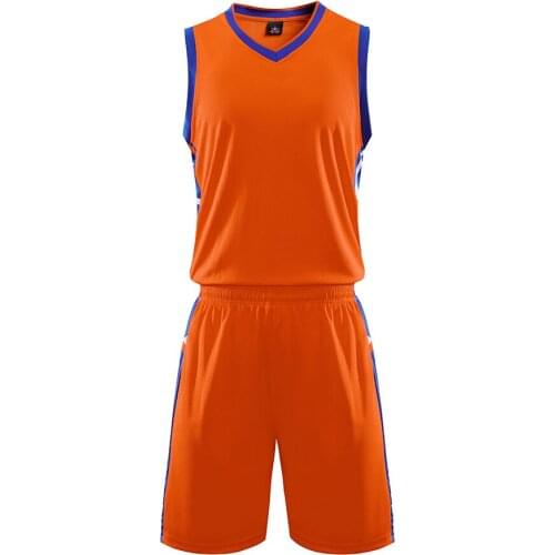 LT003 Comfortable Sporty Basketball Suit Man Patterned Side Panels On The Sleeveless Shirts And Shorts Sets With Rib V Neckline