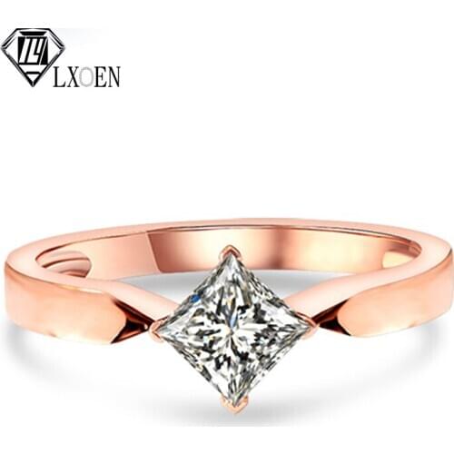 LXOEN Fashion Female Zirconia Stone Ring Silver Color Wedding Rings for Women Promise Love Square Engagement Ring Jewelry