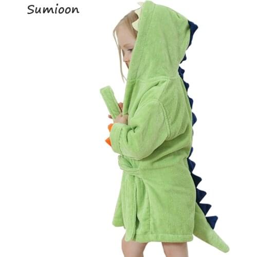 Cute Baby Bathrobes for Girls Pajamas Kids Dinosaur Hooded Beach Towel Boys Bath Robe Pajamas Baby Sleepwear Children Clothing