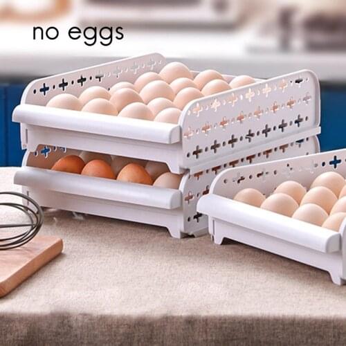 MLGB 2 Layer Plastic Egg Storage for Refrigerator Egg Rack Stackable Multi-Layer Egg Storage Saving Space