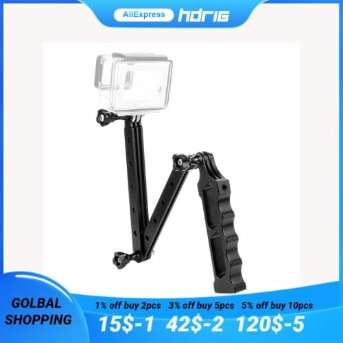 HDRIG Multi-Function Folding Arm Diving Photography GOPRO Small Ant Camera Three-Way Folding Selfie Stick Aluminum Alloy