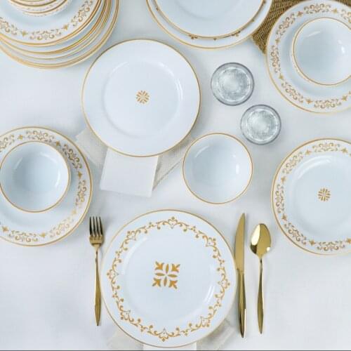 24pieces Dinner set gold dinner set green dinner set white dinner set black dinner set sturdy dinner set plate set serving plate