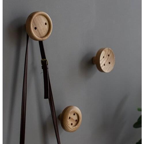 Solid Wood Wax Wall Hook Hanger Porch Mini Button Coat Rack Screw Shape Home Decoration