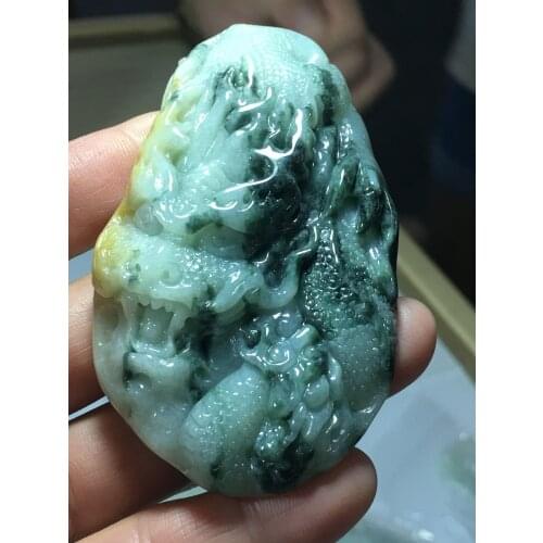 Natural Myanmar jade A HandCarved dragon jadeite jade green jade pendant jade necklace pendants jewelry necklaces men