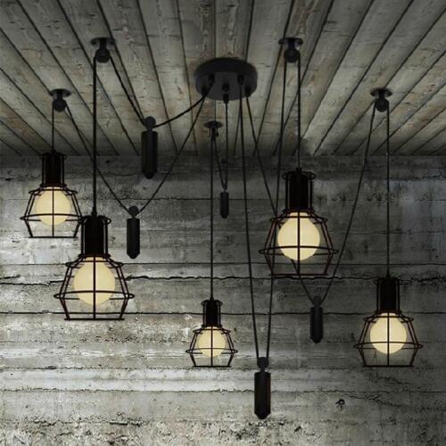 Novelty spider Pulley pendant Lamp kitchen Bar adjustable Retro industrial lighting candelabro Dining Room vintage pendant light