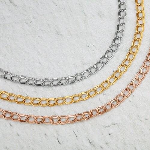 Wholesale AKELA Choker Necklace 40cm Stainless Steel thick Chain luxury Oval Plain Sparkling O style Chain 10pcs/lot