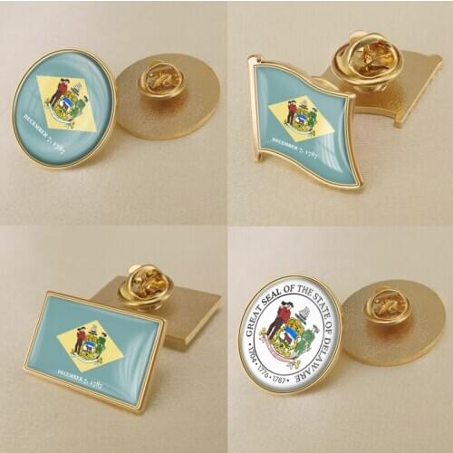 Seal of Delaware State of United States of America Flag Lapel Pins/Broochs/Badges