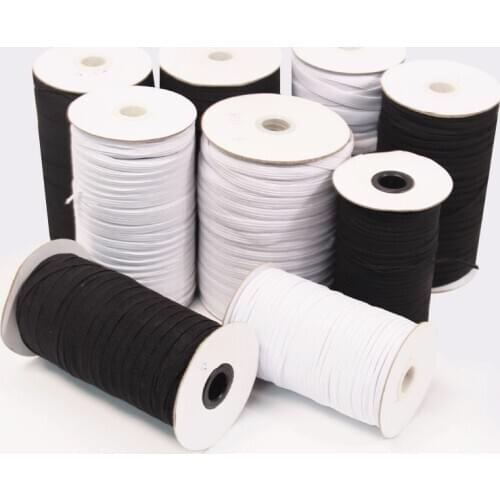 Elastic Bands White and Black 3/5/6/8/10/12mm Width Polyester Elastic Bands for Sewing DIY Garment Bags Accessories 100/200yards
