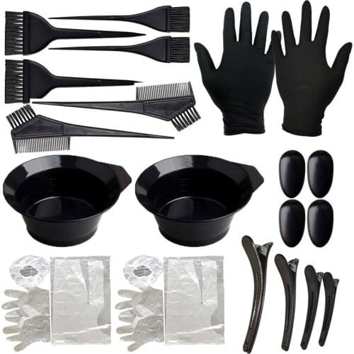 22PCS Hair Dye Tools Barbershop Home Hairdressing Accessories Hair Brush Satin Cap Toning Bowl Hair Stylist Coloring Hair Tools