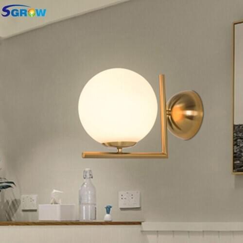SGROW Modern Metal Wall Sconce Indoor Lighting Fixtures Stairs Glass Balls Wall Lamp for Living Room Bedroom Dining Room Lampara