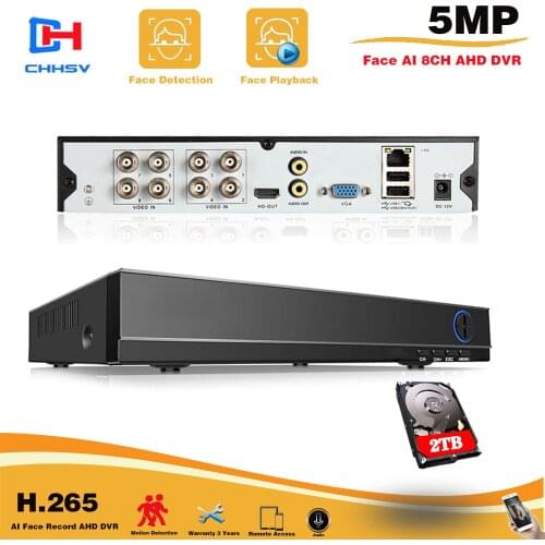 5 in 1 4 channel 8CH Security CCTV DVR AHD 5MP 4MP 3MP 1080P H.265 Hybrid Video Recorder for AHD TVI CVI Analog IP Camera 4ch
