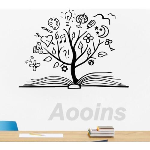 Book Tree Vinyl Wall Art Sticker Decals Library School Decor,Reading Room Unique Wall Art Decal Mural Home Kids Room Decoration