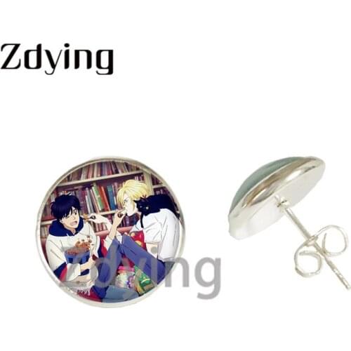 Zdying New Anime BANANA FISH Stud Earrings Cartoon Collection Glass Cabochon Photo Dome Ear Jewelry For Trendy Boys Girls CN138