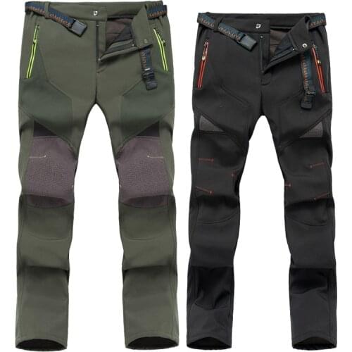Winter Men Women Fleece Waterproof Windproof Pantalon Warm Soft Shell Pants Outdoor Climbing Hiking Fishing Trekking Pants