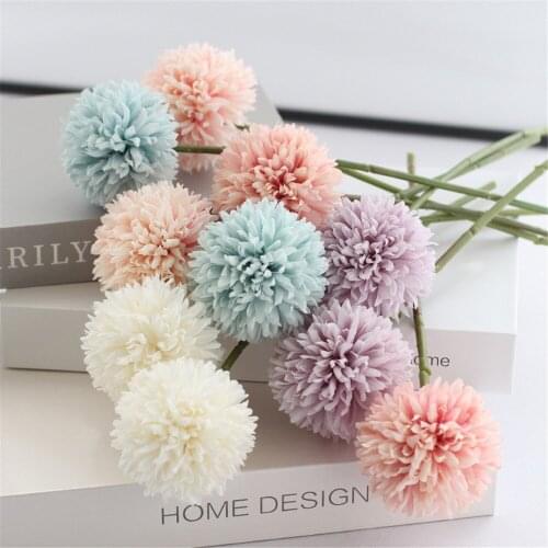 1/5PCS Artificial Dandelion Flower Ball Silk Simulation Bouquet Holding Flower Living Room Office Party Decoration Fake Hyacinth