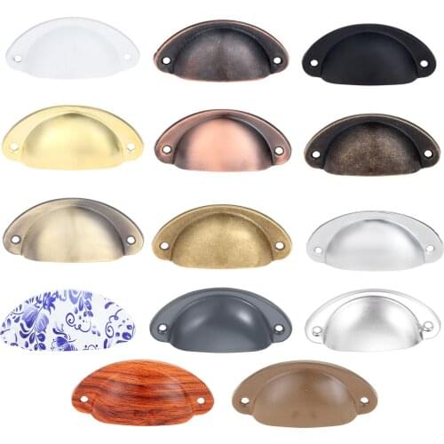 1Pc Antique Cupboard Shell Pull Handles Retro Kitchen Drawer Cabinet Pulls Door Handle Wood Box Furniture Hardware Knobs 82*35mm