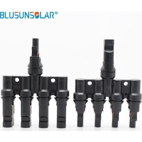 100 pairs/lot PV Style Solar Panel Cable Branch Connector TUV PV T Type 4 in 1 Male and Female Solar Cable Connector TF0166