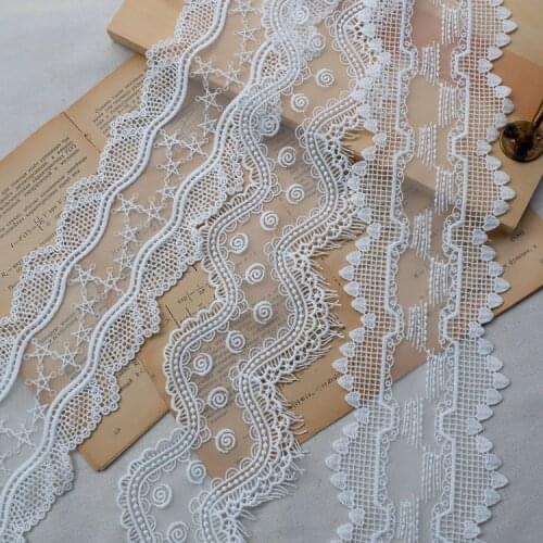 2meters/lot High Qualty Milk Rayon Embroider Lace Trim White DIY Shoulder Waist Belt Jewelry Decoration Material X282