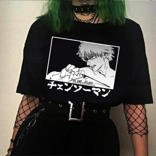 2021 Hot Japanese Anime T Shirt Men Chainsaw Man Manga Graphic Tees Funny Cartoon Denji T-shirt Unisex Tops Tshirt Male