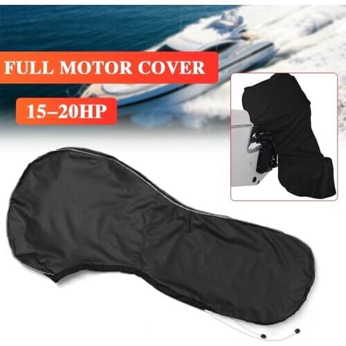 210D 15-20HP Boat Full Motor Cover Outboard Engine Protector for 15-20HP Boat Motors Black Waterproof Cover