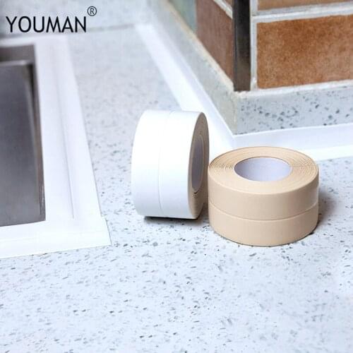 3.2m/2.2cm Bathroom Shower Sink Bath Sealing Strip Tape White PVC Self adhesive Waterproof Wall Sticker for Bathroom KitchenPVC