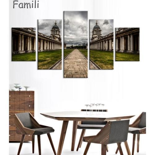 5 Pieces Modern art paintings Spray Canvas Painting London red telephone box canvas Picture London oil paintings