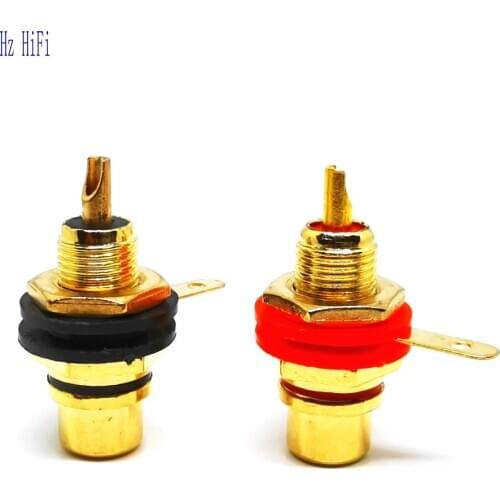 8/10PCS Gold Plated Speaker Terminal Audio Adapter RCA Phono Female Chassis Panel Sockets Connectors Black Red