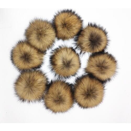 8pcs a lot Nature pom poms Removable fur pompoms for knitted beanies cap Skullies hats 14cm