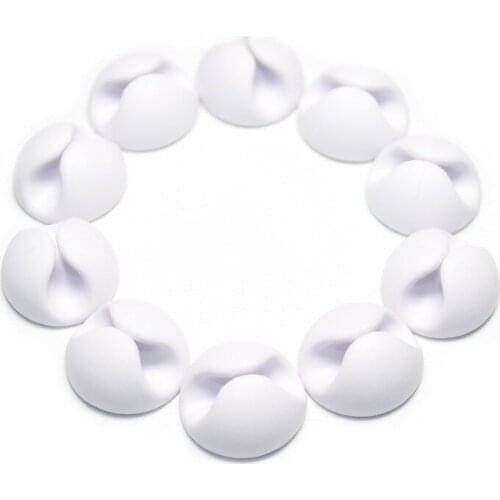 200PCS/lot White Cable Wire Organizer Cable Clip Tidy USB Charger Cord Holder desktop Cable Fixed clamp