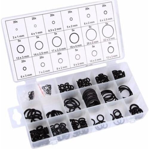 Free shipping 225pcs Black NBR O Ring Seal Kit 15 Different Sizes Rubber O-ring Sealing Gasket Assortment Set with Plastic Case