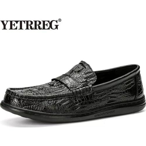 Brand Genuine Leather Mens Shoes Fashion Slip on Mens Driving Shoes Italian Men Loafers Moccasins Flat Casual Shoes Size 38-48