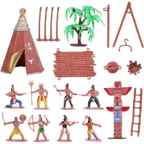 Indians Figures Plastic Toys Sandbox Aquarium Terrariums Miniature Model Figure