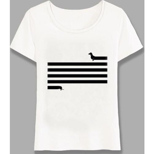 Fashion Women T-shirt Very Long Dachshund Dog Print T-Shirt Girl Punk Tops Cute Girl Tees Novely Art Short Sleeve Harajuku