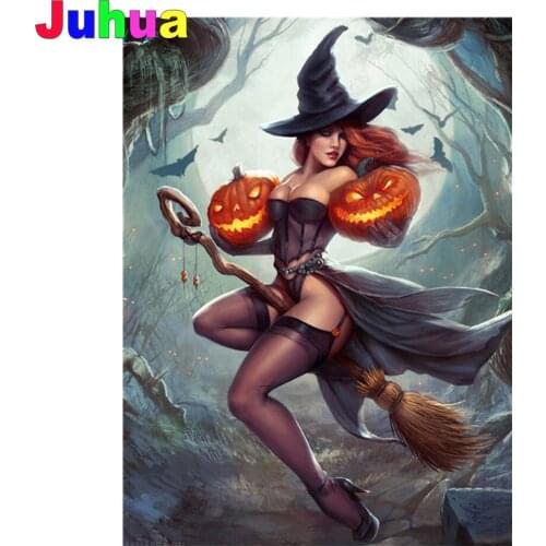 Halloween gift Pumpkin fairy Full drill 5D DIY Diamond Painting Mosaic Picture Witch Diamond Embroidery gift stitch Home Decor