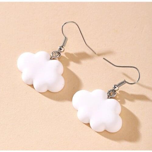 Cute White Cloud Stud Earrings 2021 Trend Delicate Clouds for Women Girls Ear Jewelry Gift Wholesale Gifts
