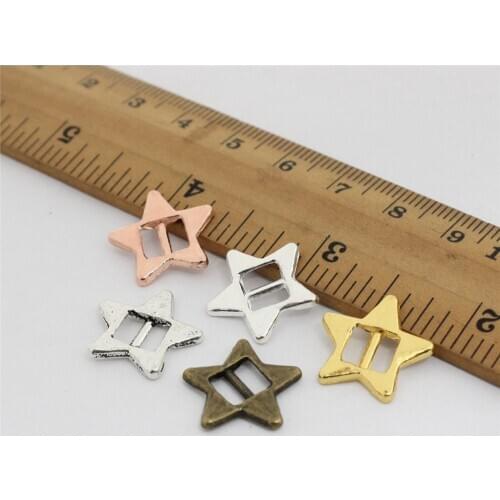 50pcs Fashion Star Slider for Bracelet Necklace Cord Beads Watch Chain Beads DIY Making Accessories 16x17mm Hole: 3x6mm K01258
