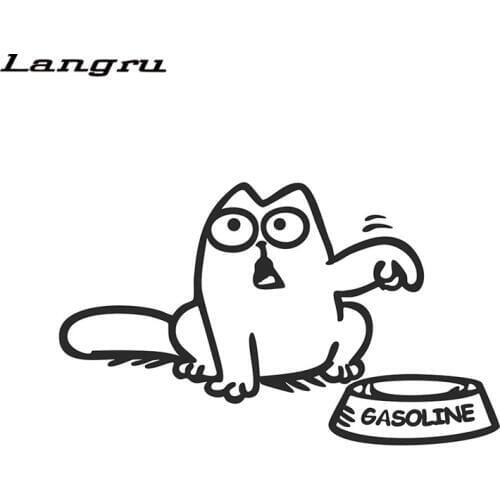 Langru 17*10.1cm Interestin Cat Gasoline Fuel Tank Cap Decorative Decals Funny Animal Car Sticker Accessories Jdm