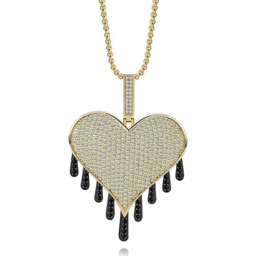 Gold Color Copper Zircon Pendant Necklace Heart Shape Represents Pure Love Men And Women Neutral Valentines Day Gift Necklace