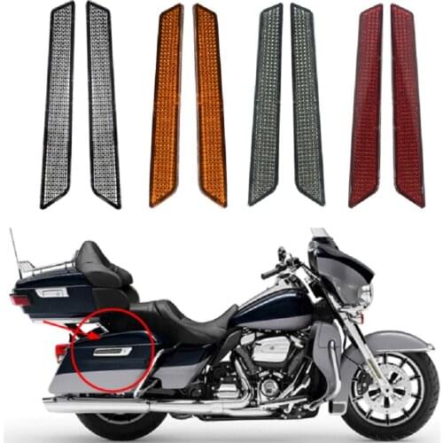 Pair 4 Colors Motorcycle ABS Reflectors Stickers Saddle Bag Latch Covers for Harley Touring FLTRX FLHX 2014-2017