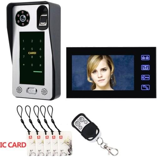 7 inch Wired Video Door Phone Visual Video Intercom Two-way Audio Intercom Fingerprint IC With Waterproof Outdoor IR Camera