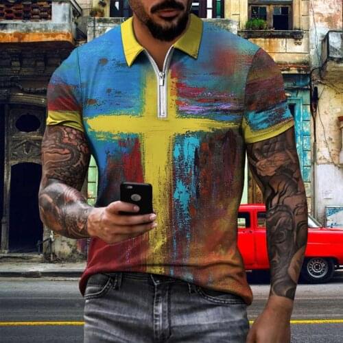 2021 Fashion Flame Cross 3D Print Short Sleeves Polo Shirt New Summer Loose Casual Polo Shirt Fashion Men Clothing polo homme